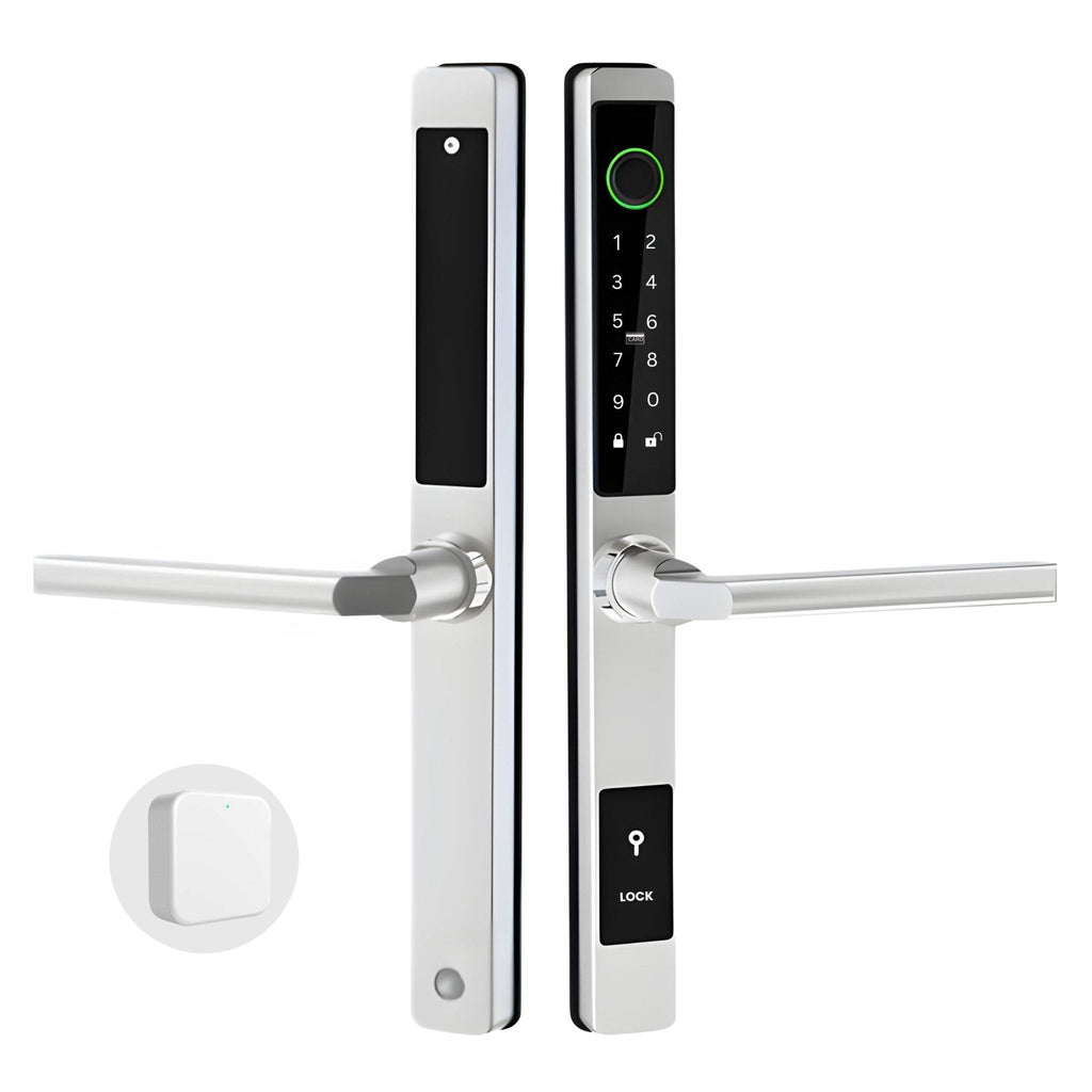 Smart Door Lock Thin Silver with WiFi Gateway