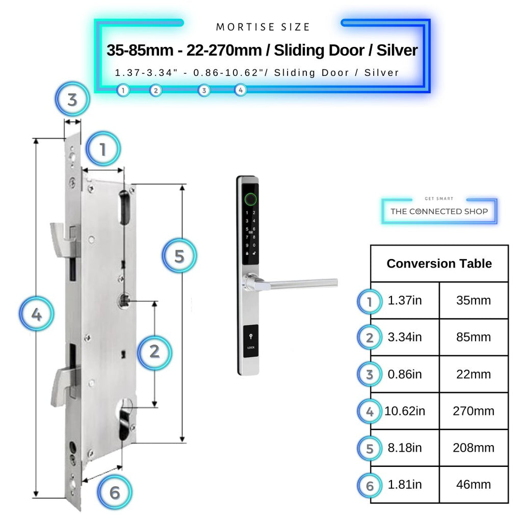 Smart Door Lock Thin Silver — dimensions